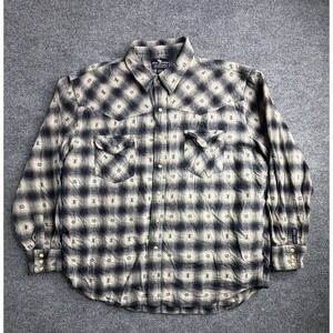 Vintage Moose Creek Men's Button Down Blue Check Board Flannel Rodeo Western 2XL